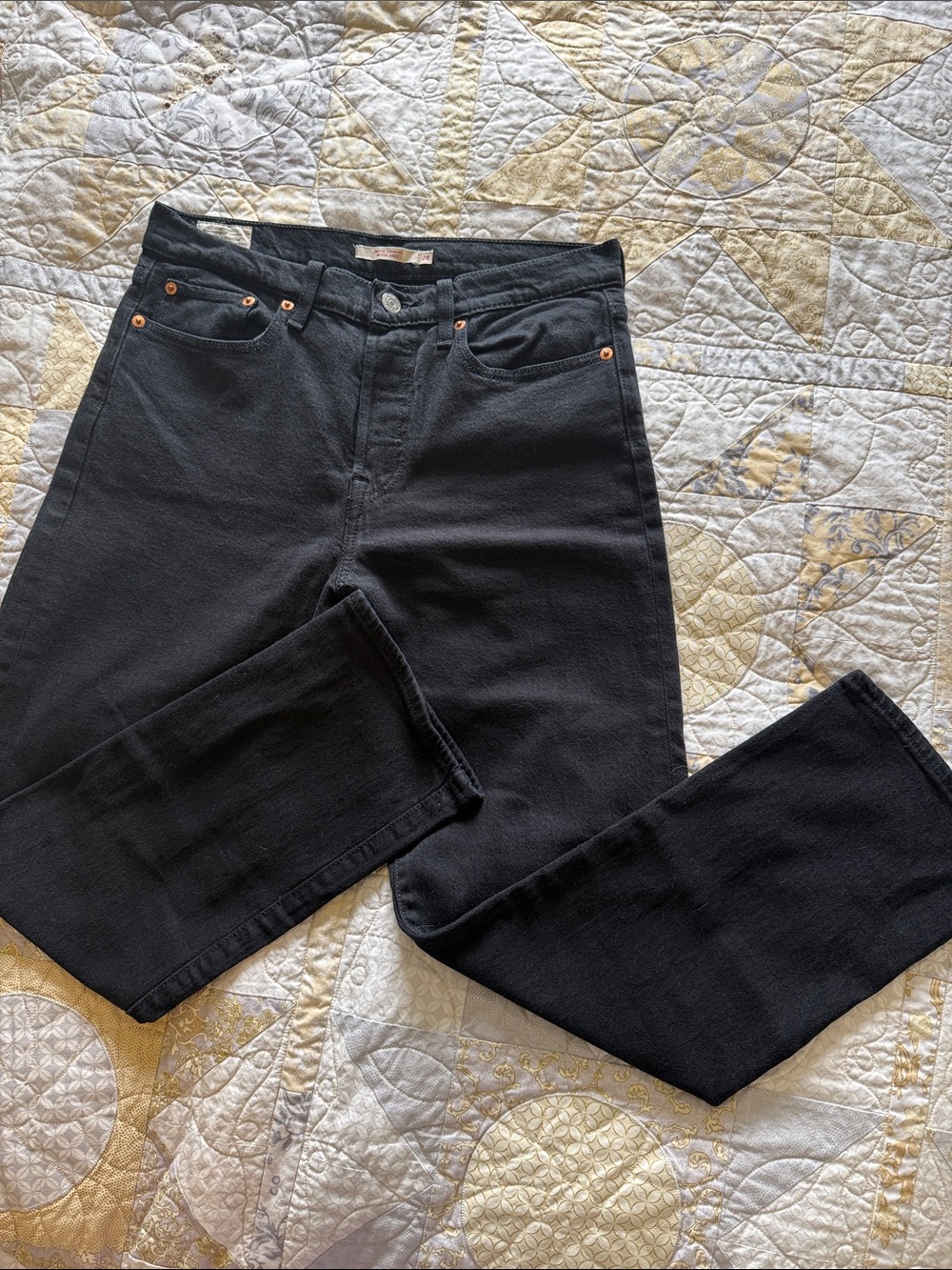 Levi’s Wedgie Straight Black Jeans Button Fly